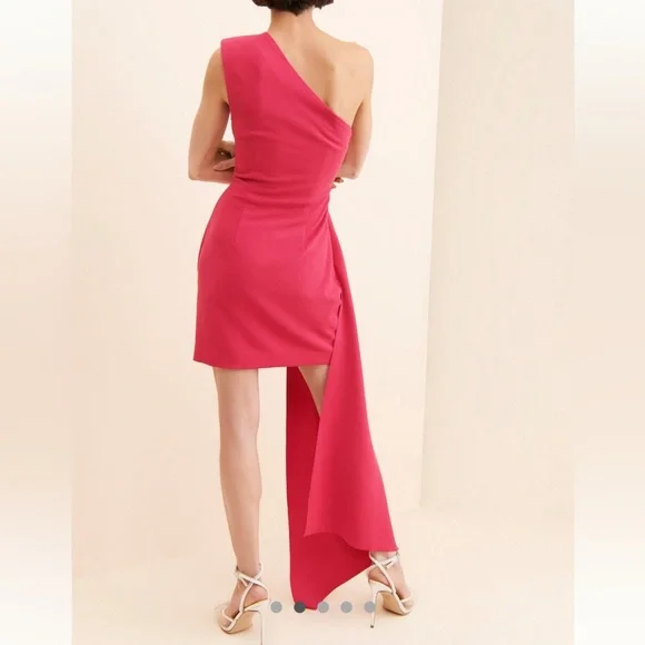 NWT Elliatt Caicos Women’s Mini Dress Fuchsia One Shoulder Asymmetrical Size M - Picture 2 of 14